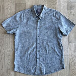 American Rag Linen Gray/Blue Button Down Shirt